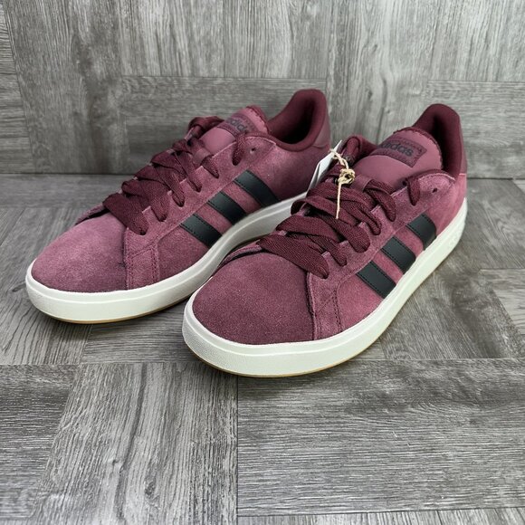 Adidas Grand Court Base 00 Men's size 9.5 Burgundy Suede Causal Shoes JQ6015 - Picture 3 of 8